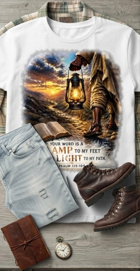 Lamp to My Feet and Light to My Path– Mens Faith & Fire Tee