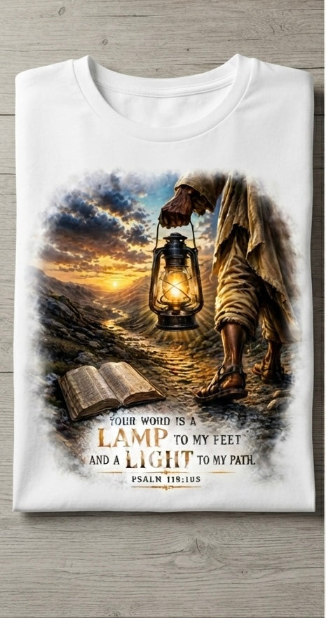 Lamp to My Feet and Light to My Path– Mens Faith & Fire Tee