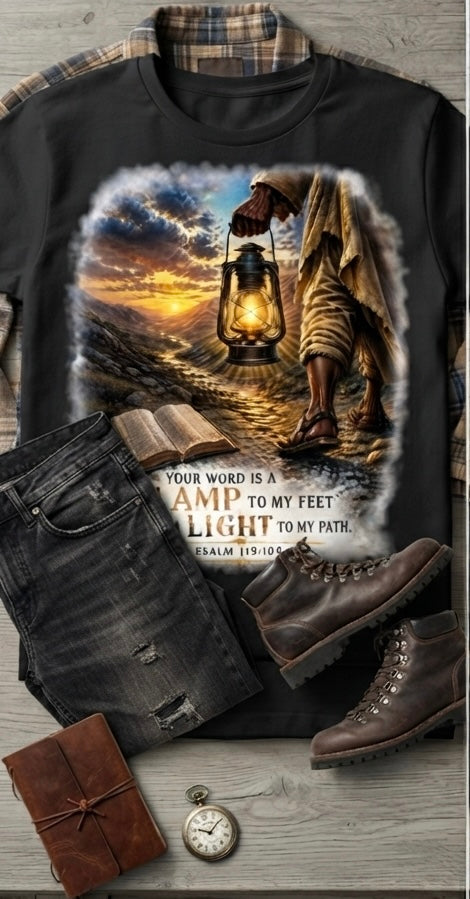 Lamp to My Feet and Light to My Path– Mens Faith & Fire Tee